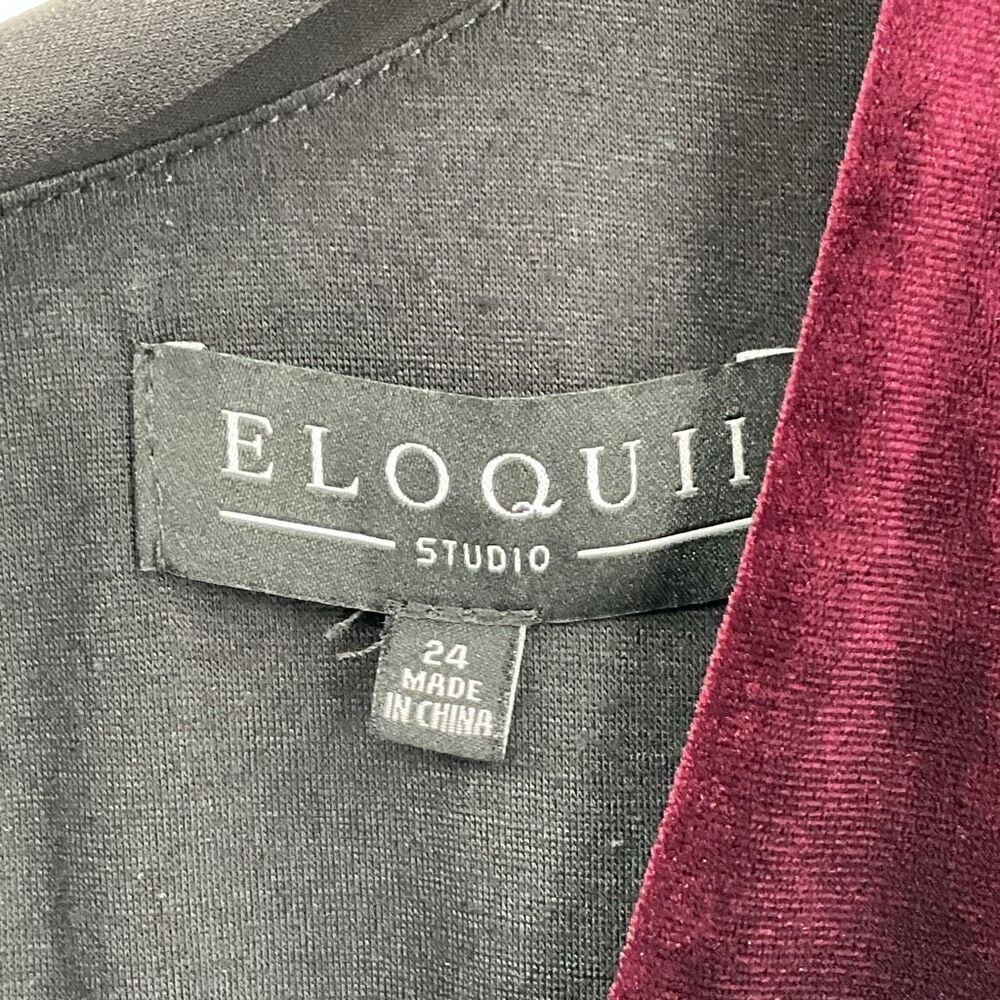 Eloquii‎ Studio Velvet Fit & Flare Dress Long Sleeve Knee Length Maroon Women 24 - Picture 7 of 9